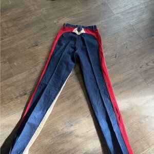 Thoroughbred Colorblock Denim Jeans with Red and Blue